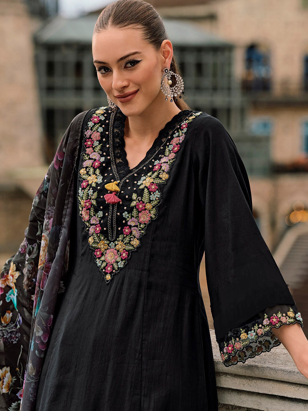 Hot Black Edition - Multi-Color Premium Thread Embroidery Work Suits Sets For You Special Day