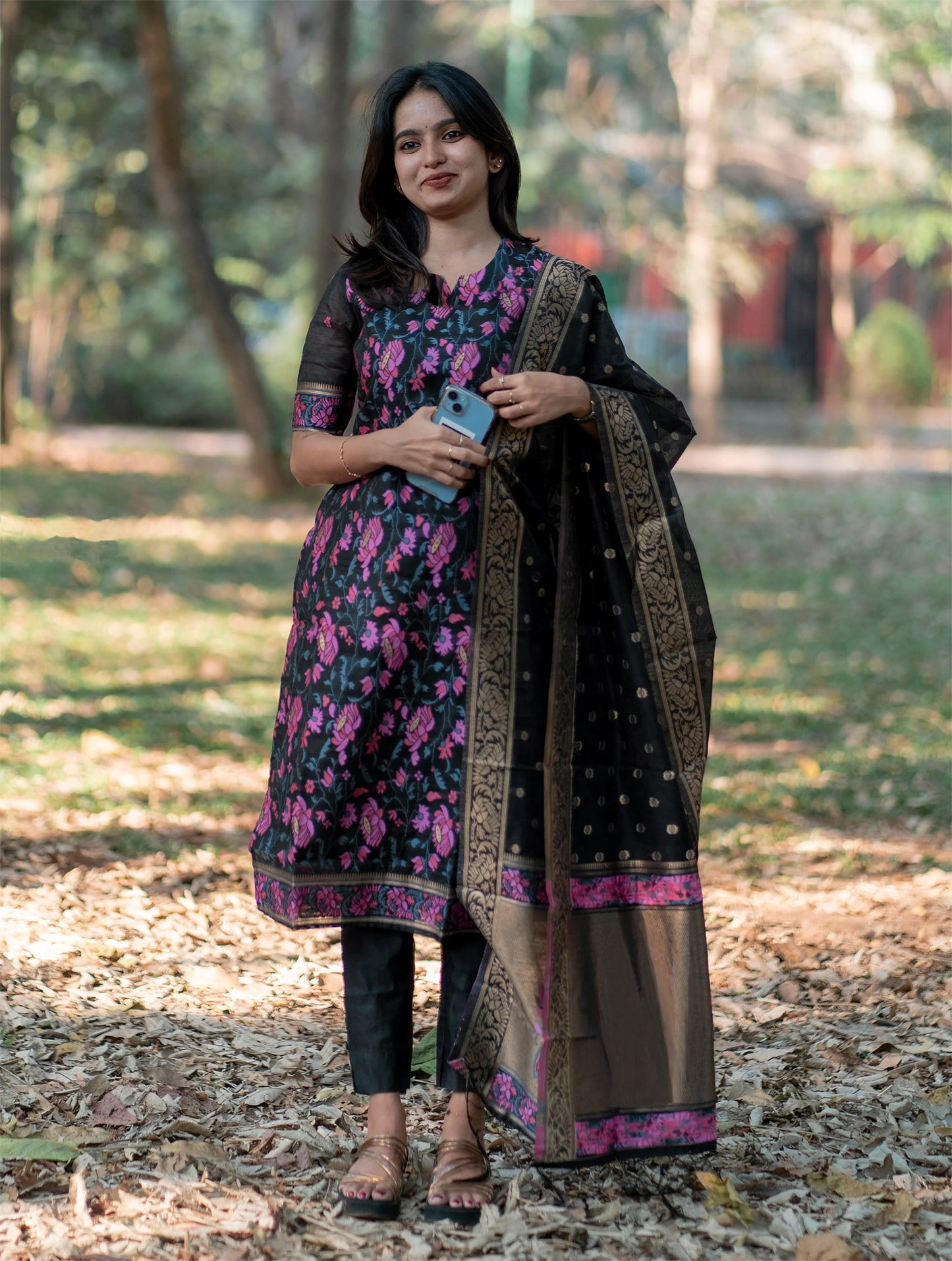 Stylish Multicolor Weaving Embroidery Work Kurti Suits Set With jacquard Work Dupatta