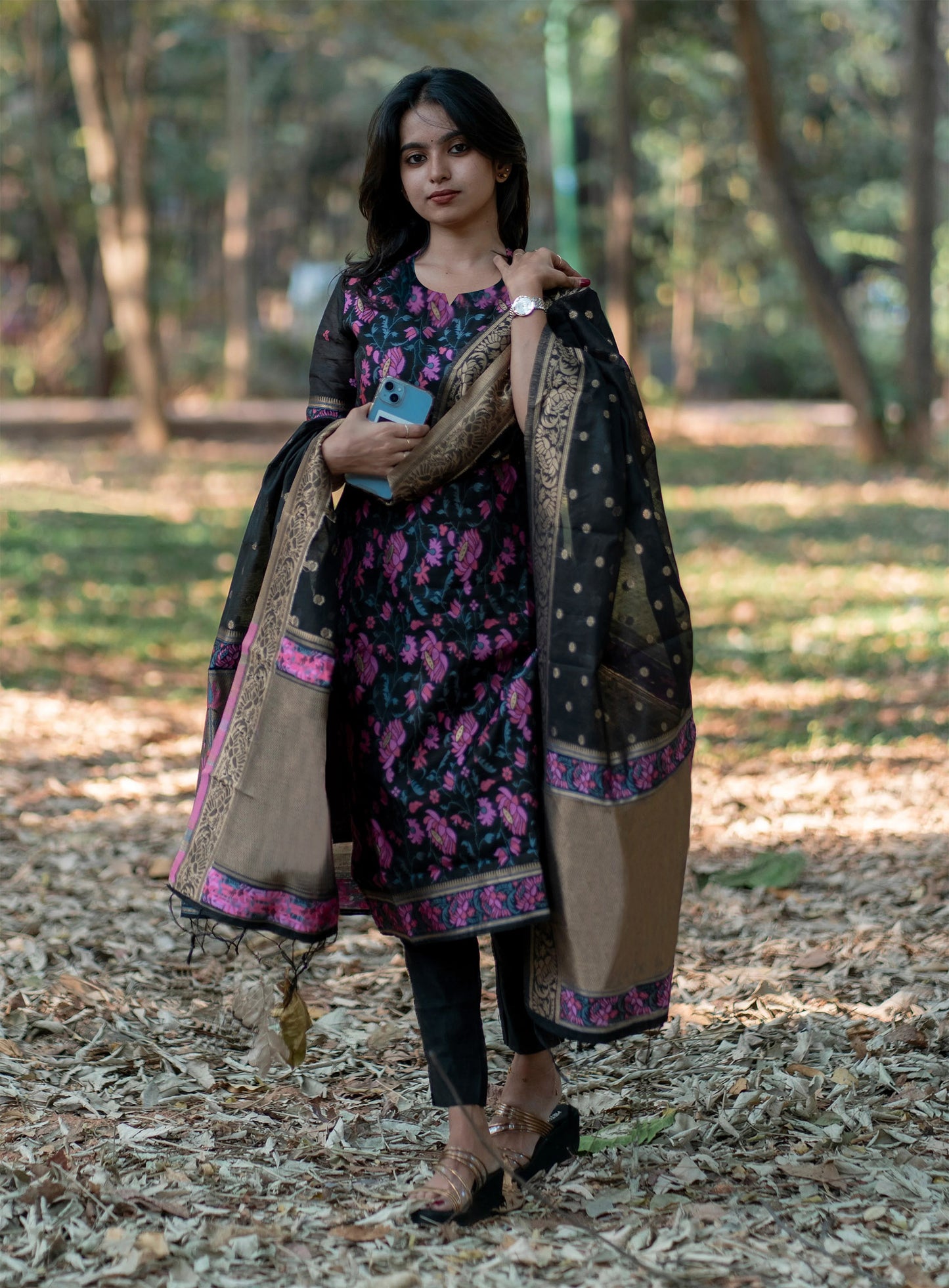 Stylish Multicolor Weaving Embroidery Work Kurti Suits Set With jacquard Work Dupatta