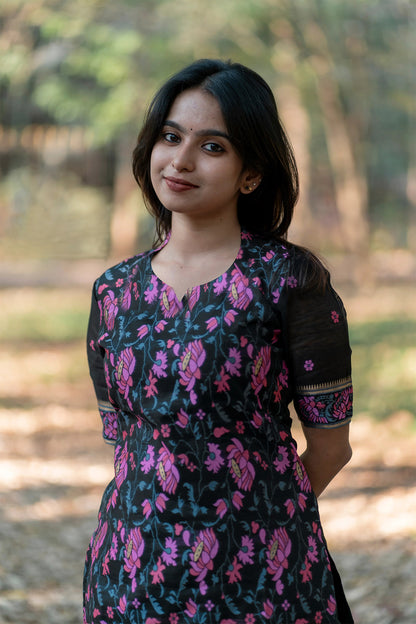 Stylish Multicolor Weaving Embroidery Work Kurti Suits Set With jacquard Work Dupatta