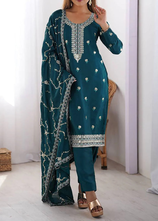 Embroidery Work Daily Wear Suits Sets With Dupatta And Bottom