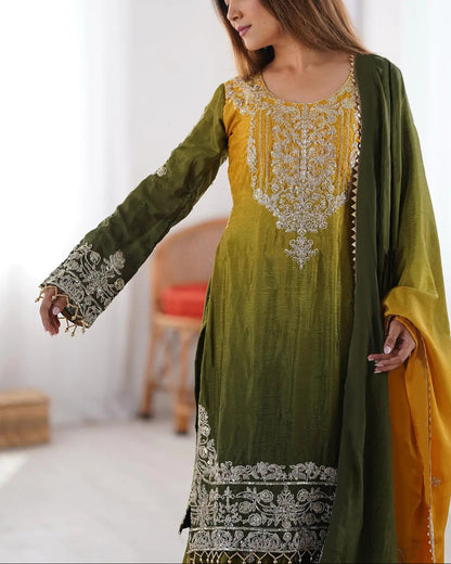 One And Only Trendy Selling Premium Kurti Suits Set With lace Work Dupatta