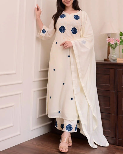Pickhand Thrad Embroidery Work Kurti Suits Set With Duptaa