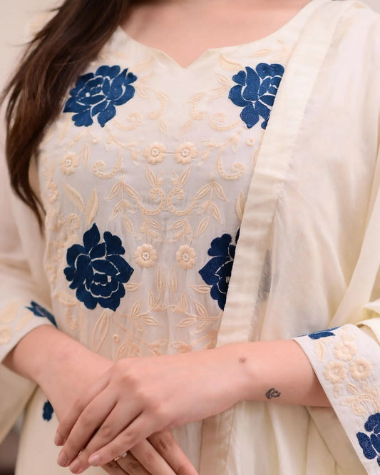 Pickhand Thrad Embroidery Work Kurti Suits Set With Duptaa