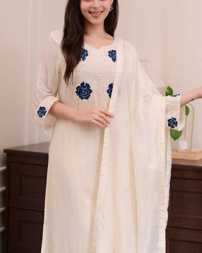 Pickhand Thrad Embroidery Work Kurti Suits Set With Duptaa