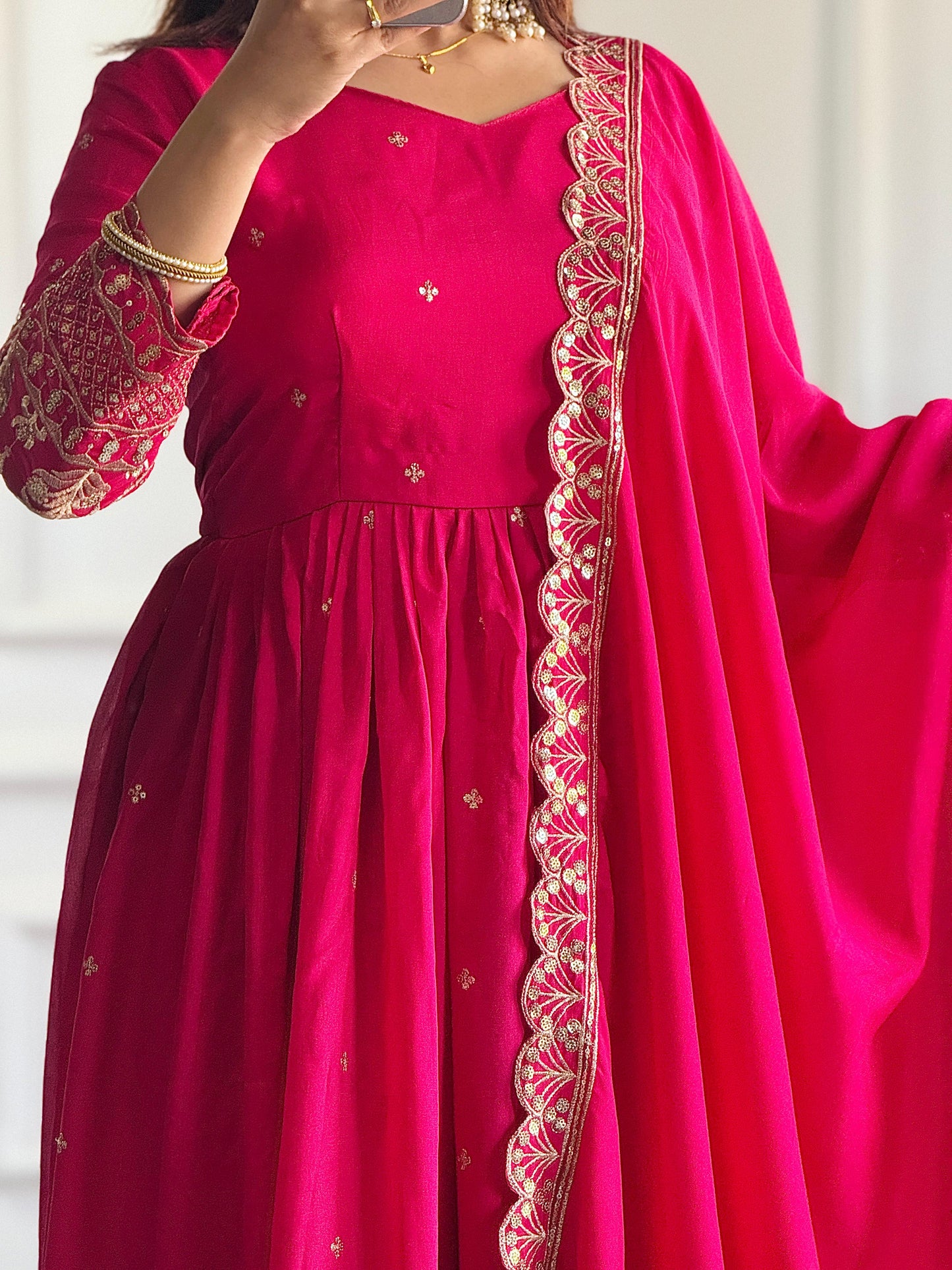 Golden Glow Magenta Anarkali Suit - Party & Wedding Wear 2025