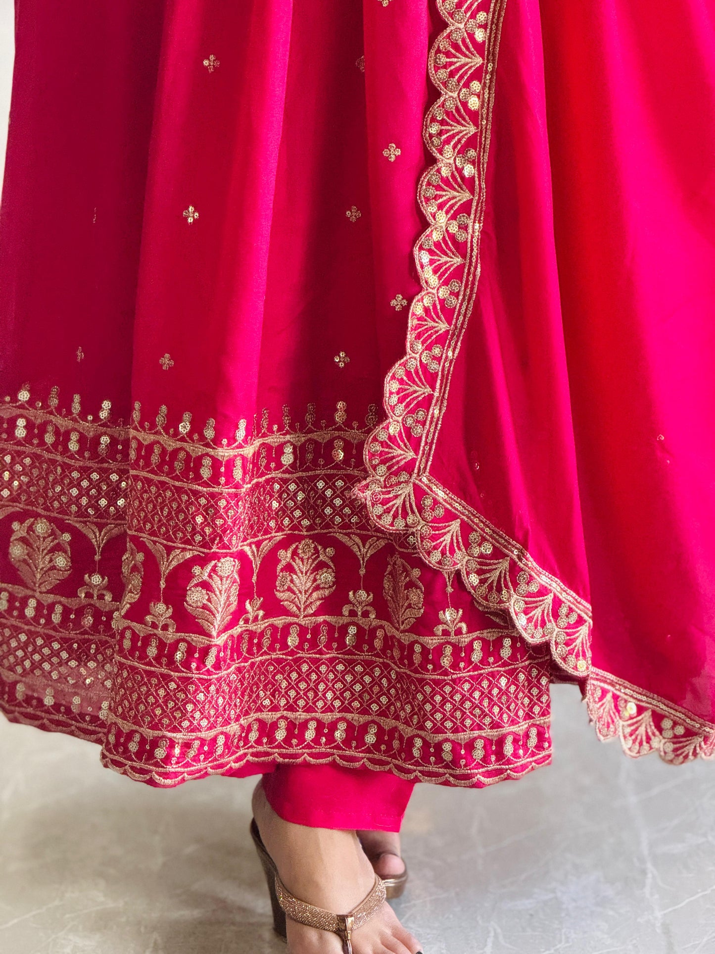 Golden Glow Magenta Anarkali Suit - Party & Wedding Wear 2025