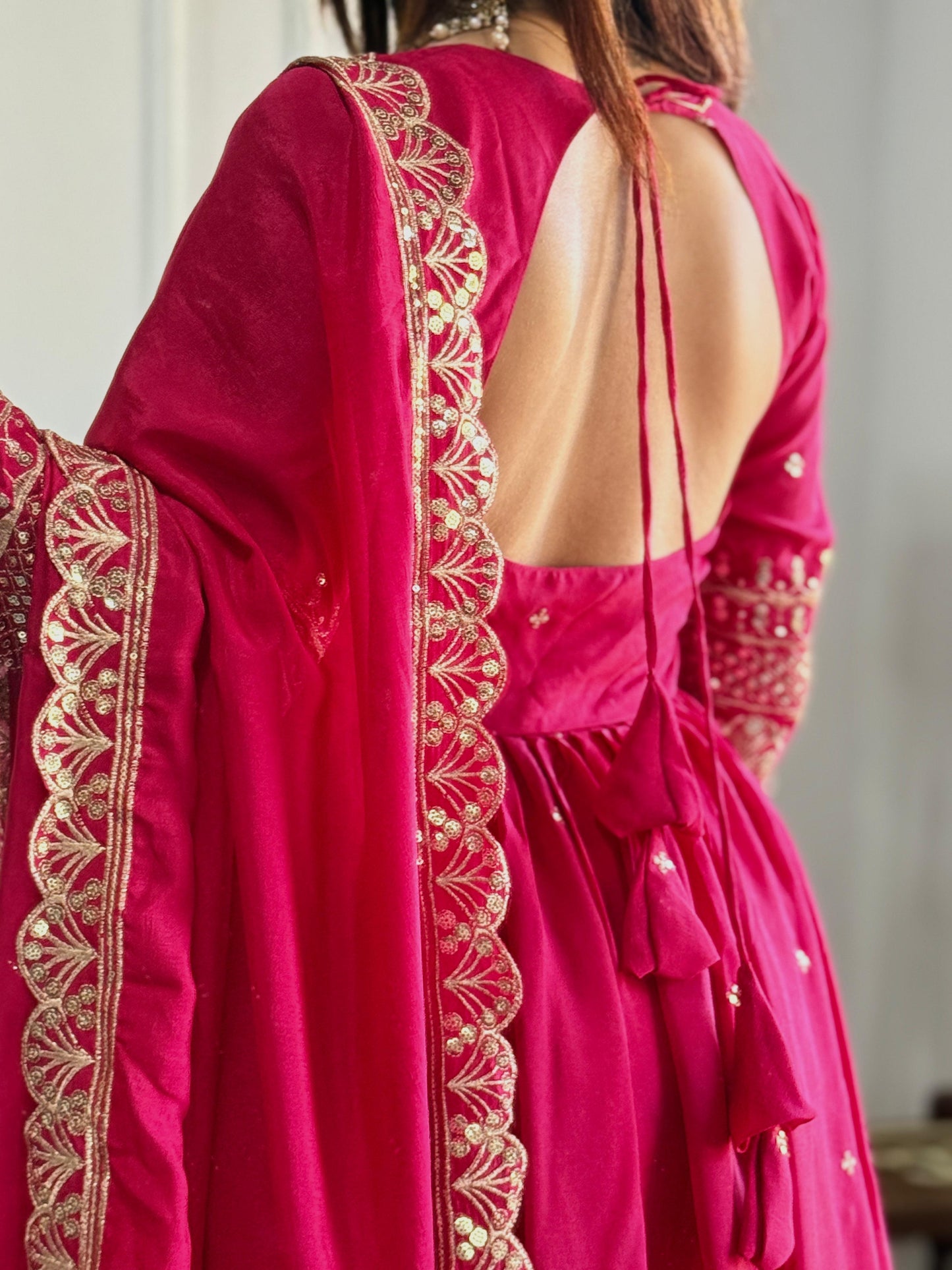 Golden Glow Magenta Anarkali Suit - Party & Wedding Wear 2025