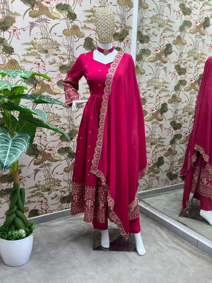 Golden Glow Magenta Anarkali Suit - Party & Wedding Wear 2025