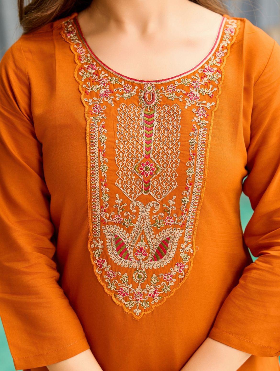 Women's Rayon Embroidered and Printed Straight Kurta with Pant And Dupatta Sets
