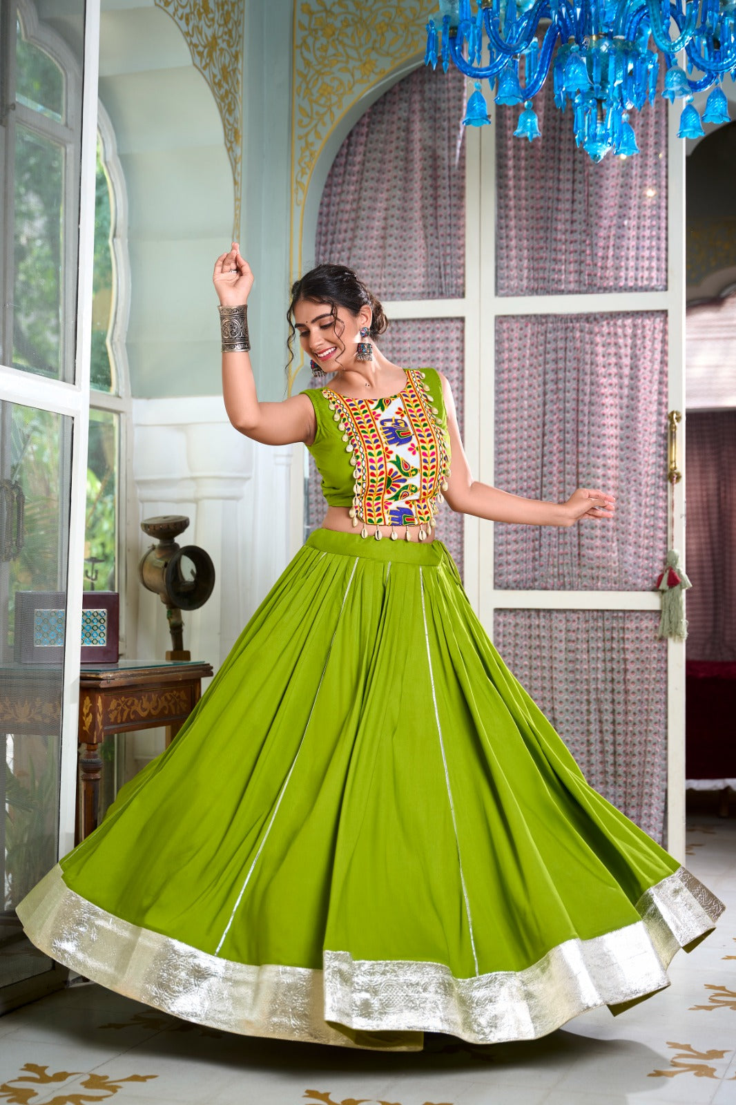 Festive Fashion Best: Rayon Lehenga And Gamthi Work Blouse For Navratri