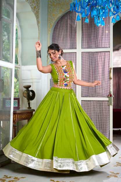 Festive Fashion Best: Rayon Lehenga And Gamthi Work Blouse For Navratri