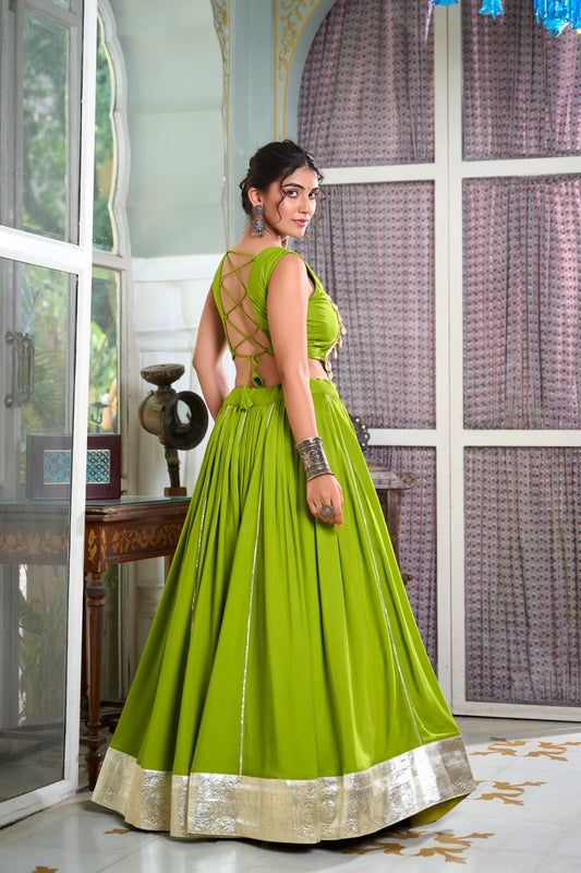 Festive Fashion Best: Rayon Lehenga And Gamthi Work Blouse For Navratri