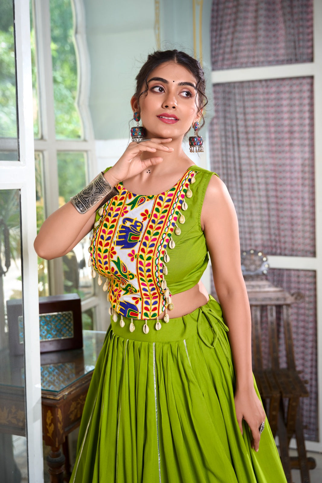 Festive Fashion Best: Rayon Lehenga And Gamthi Work Blouse For Navratri