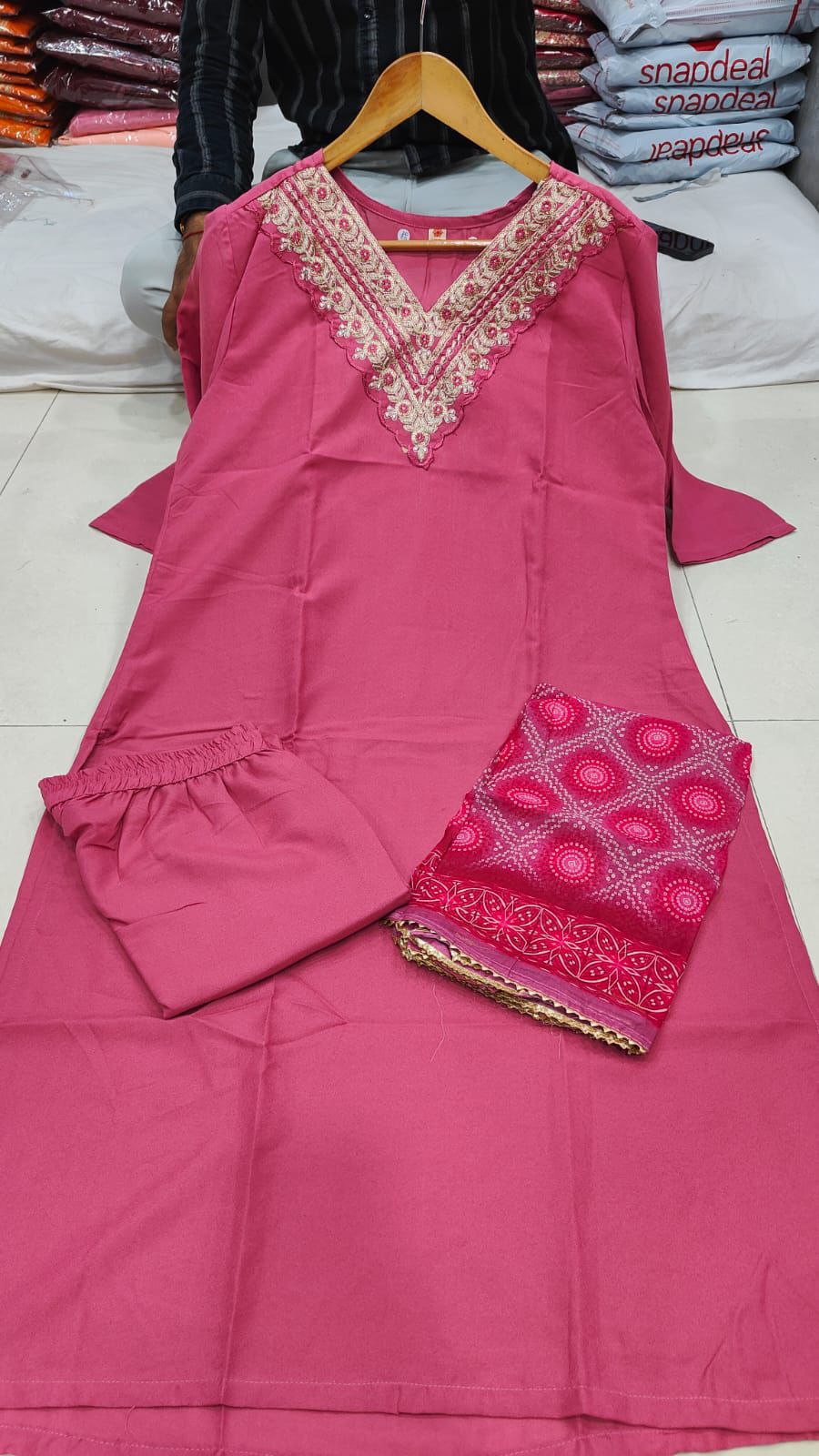 Women's Rayon Embroidered and Printed Straight Kurta with Pant And Dupatta Sets