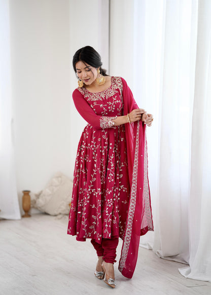 Showstopping Beautiful Floral Embroidery Work Anarkali Gown