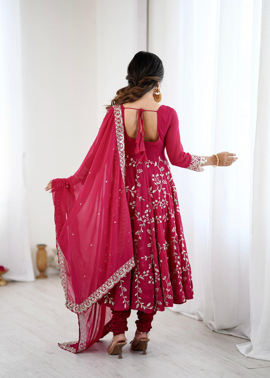 Showstopping Beautiful Floral Embroidery Work Anarkali Gown