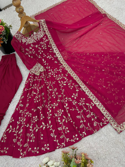 Showstopping Beautiful Floral Embroidery Work Anarkali Gown