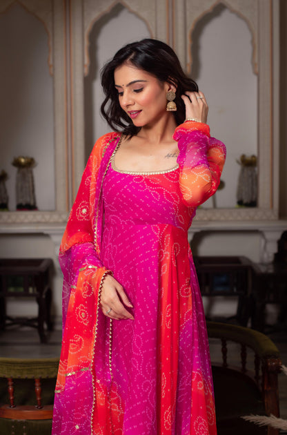 Lovely Bandhni  3 Pic Set With Lace Work - Crafted For Comfort, Stitched With Grace.