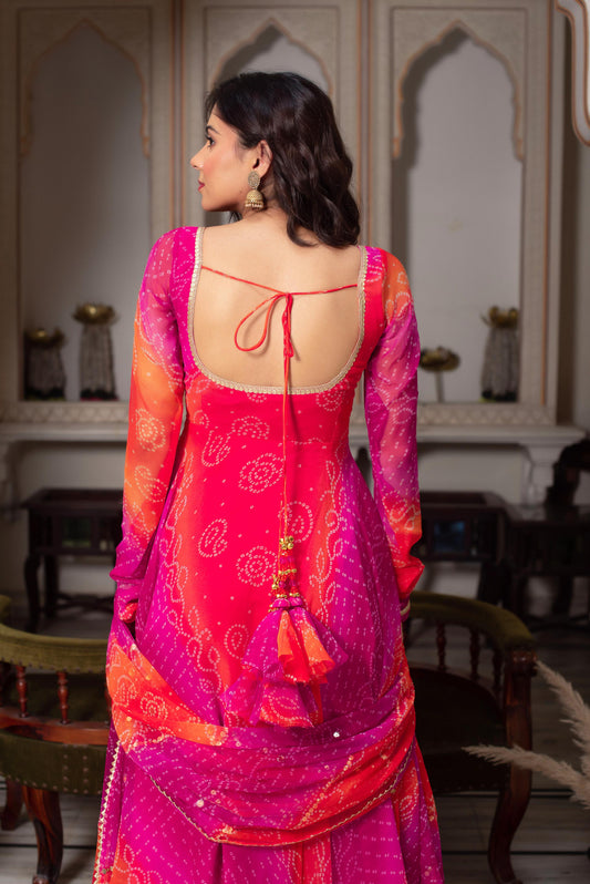 Lovely Bandhni  3 Pic Set With Lace Work - Crafted For Comfort, Stitched With Grace.