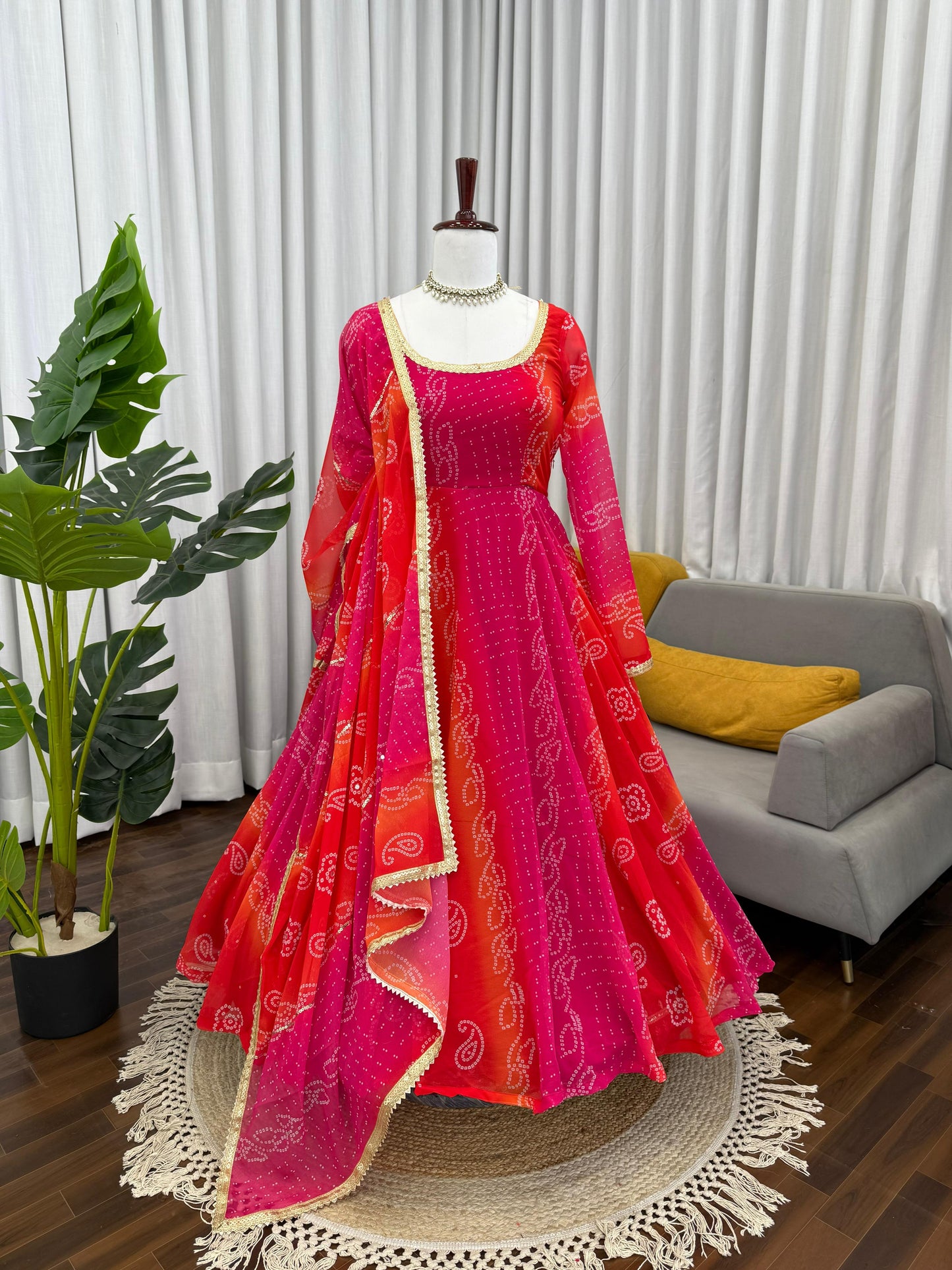 Lovely Bandhni  3 Pic Set With Lace Work - Crafted For Comfort, Stitched With Grace.