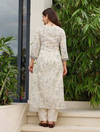 Women's Rayon Embroidered and Printed Straight Kurta with Pant And Dupatta Sets