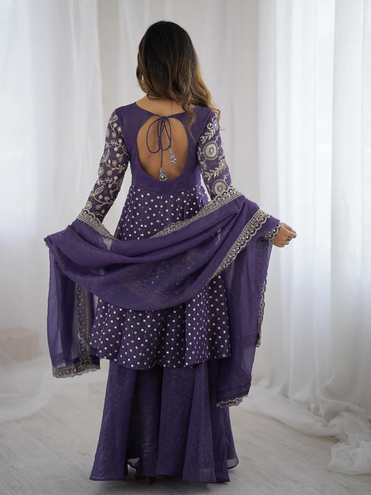 Crunchy Embroidery Sequence Work Women’s Ethnic Anarkali Suits Set