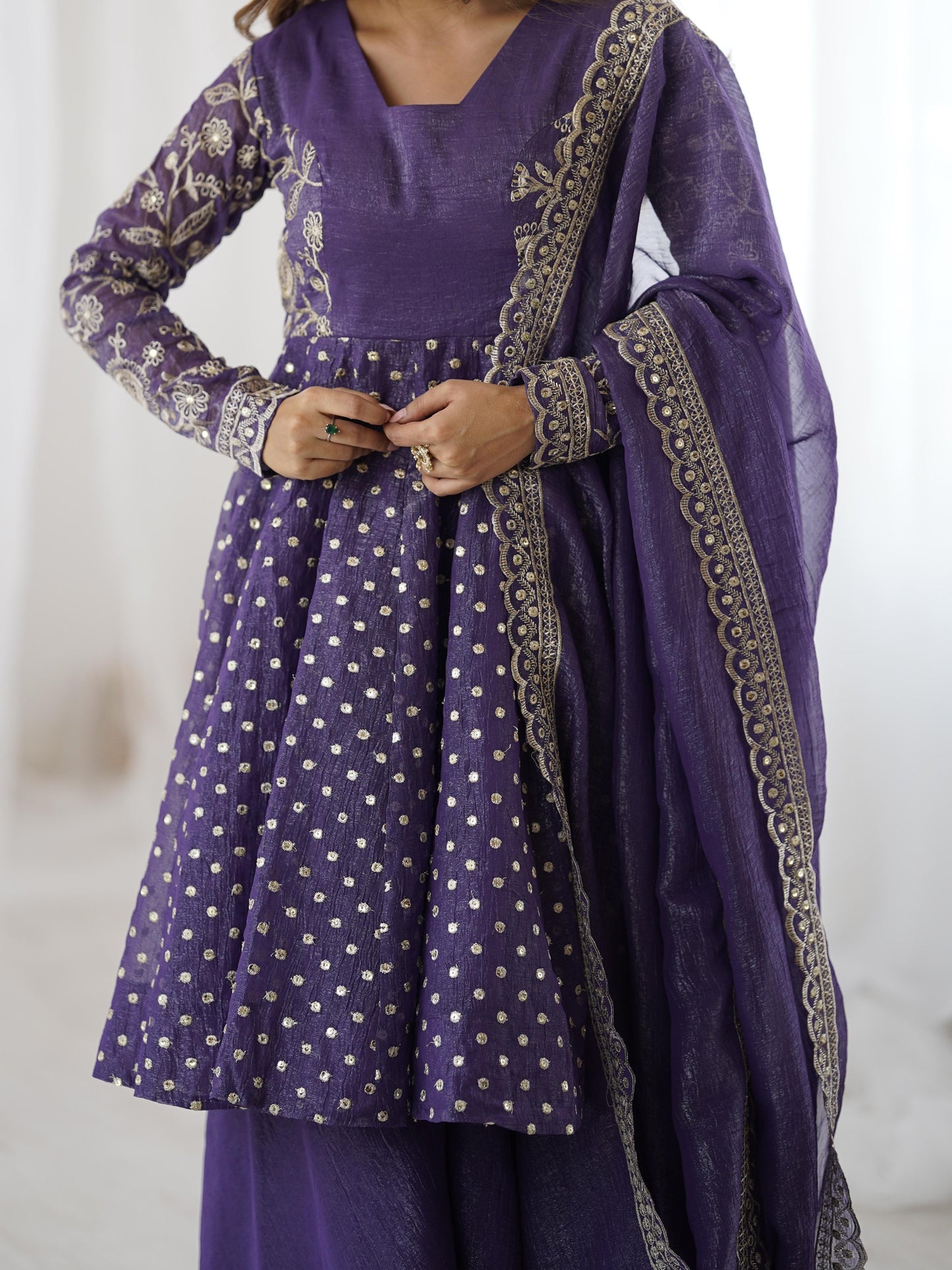 Crunchy Embroidery Sequence Work Women’s Ethnic Anarkali Suits Set