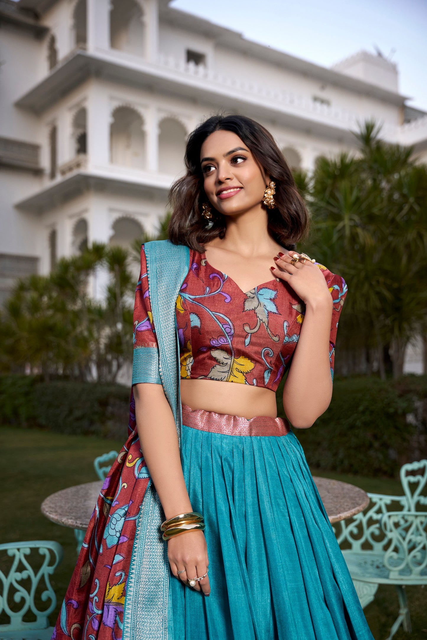 Beautiful Kalamkari Tusser Silk Lehenga Choli Set – GenZ 2025 Festive Wear