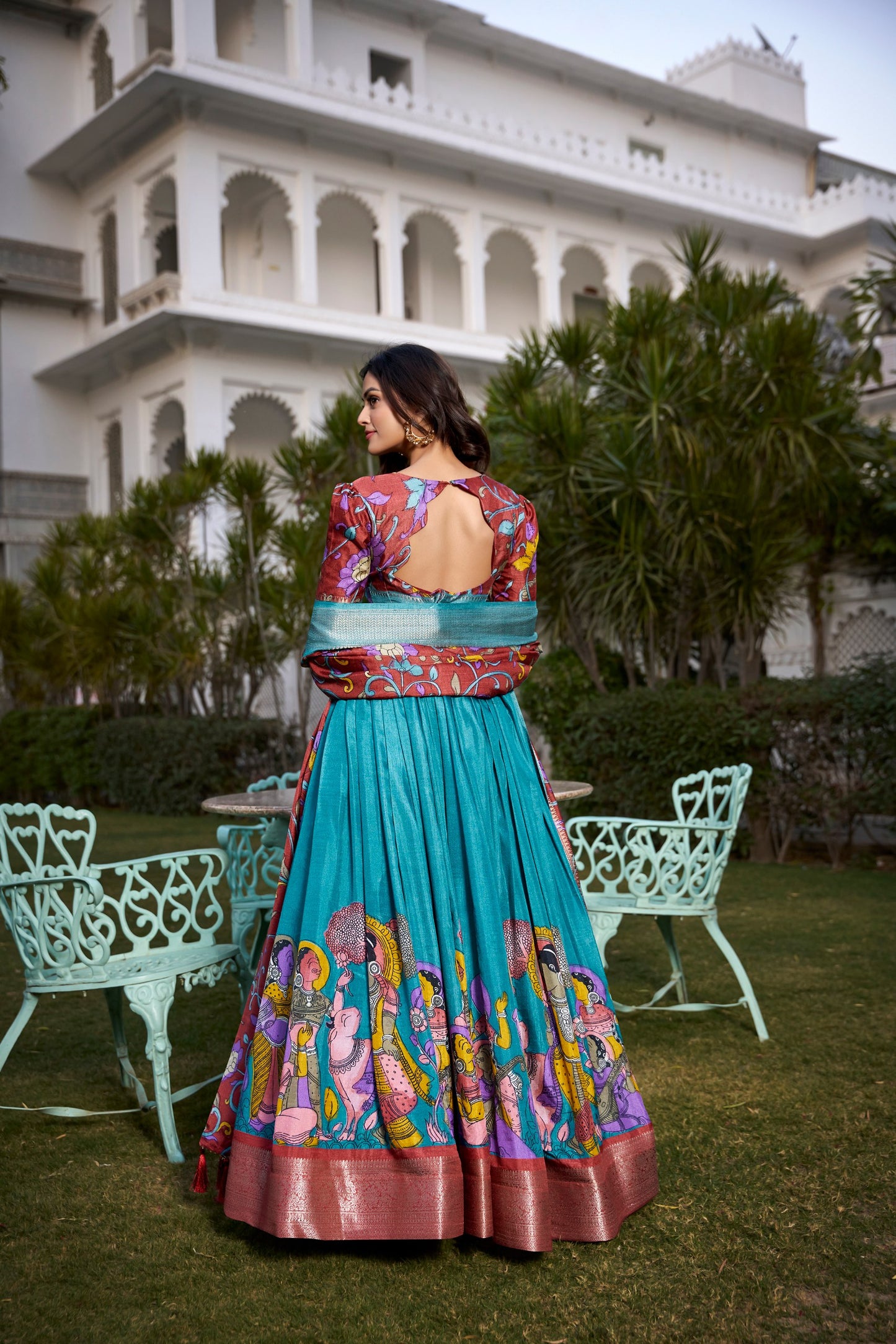 Beautiful Kalamkari Tusser Silk Lehenga Choli Set – GenZ 2025 Festive Wear