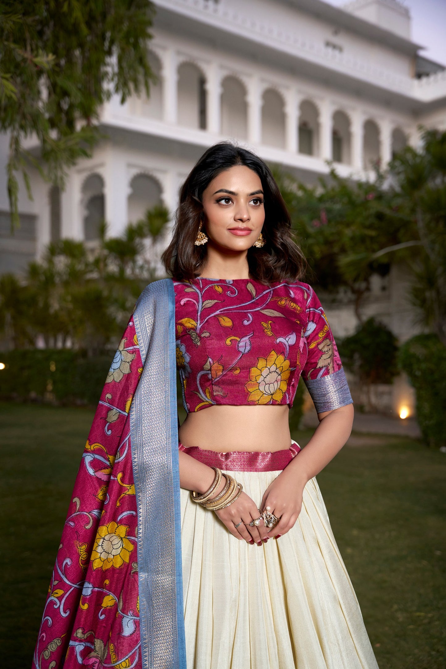 Beautiful Kalamkari Tusser Silk Lehenga Choli Set – GenZ 2025 Festive Wear