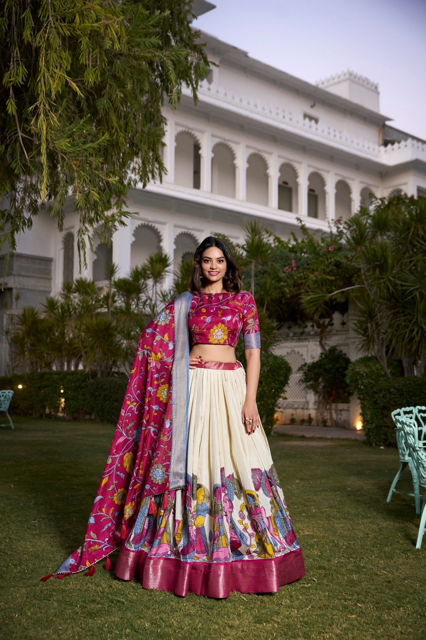 Beautiful Kalamkari Tusser Silk Lehenga Choli Set – GenZ 2025 Festive Wear